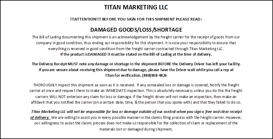Titan Freight Label